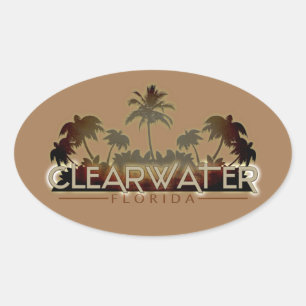 Clearwater Florida palmiers ovales autocollant