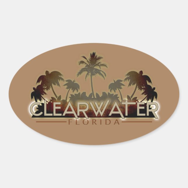 Clearwater Florida palmiers ovales autocollant (Devant)