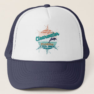 Clearwater Florida Retro Exploding Sunset Trucker Hat