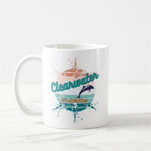 Clearwater Florida Retro Vintage Exploding Sunset Coffee Mug