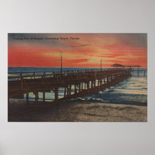 Clearwater, Florida - Sunset View of Fishing Pie Poster
