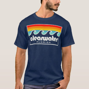 Clearwater Florida Tampa Bay Retro Sunset Waves T-Shirt