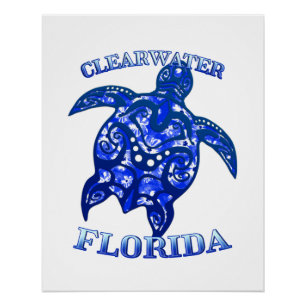 Clearwater Florida Vacation Tribal Turtle Poster