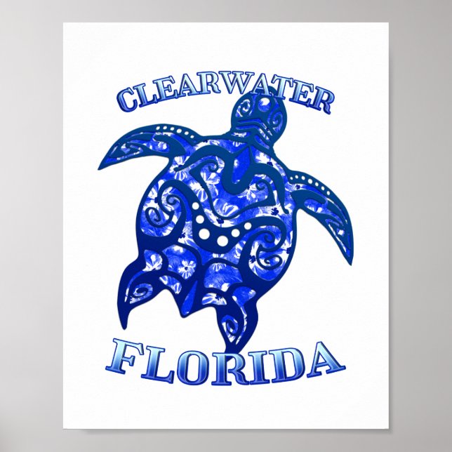 Clearwater Florida Vacation Tribal Turtle Poster (Front)