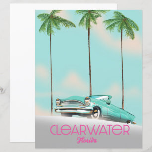 Clearwater Florida vintage style travel poster