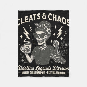Cleats And Chaos Skeleton Soccer Mom, Funny Sideli Fleece Blanket