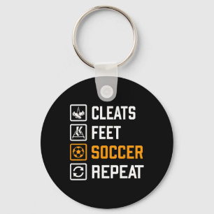 Cleats Feet Soccer Repeat Funny Sports Training Ro Keychain