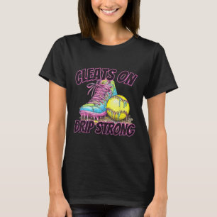 Cleats On Drip Strong Softll Drip Softll Mom Retro T-Shirt