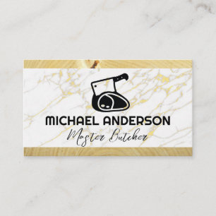 Cleaver and Meat Marble and Wood Business Card