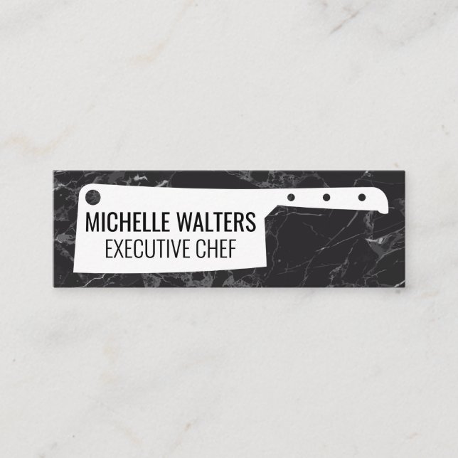 Cleaver Knife | Marble Background Mini Business Card (Front)