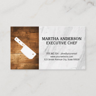 Cleaver   Wood Marble Background Business Card