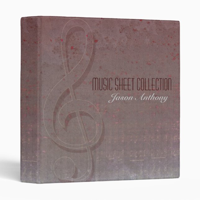 Clef Grunge Music Sheet Collection Binder (Front/Spine)
