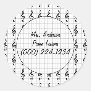Clef Note on Graph Paper- Piano Teacher Classic Round Sticker