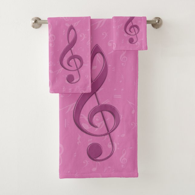Clef rose Girly et notes musicales (En situation)