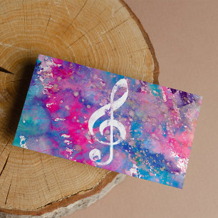 Clef triple d'aquarelle de peinture de note bleue