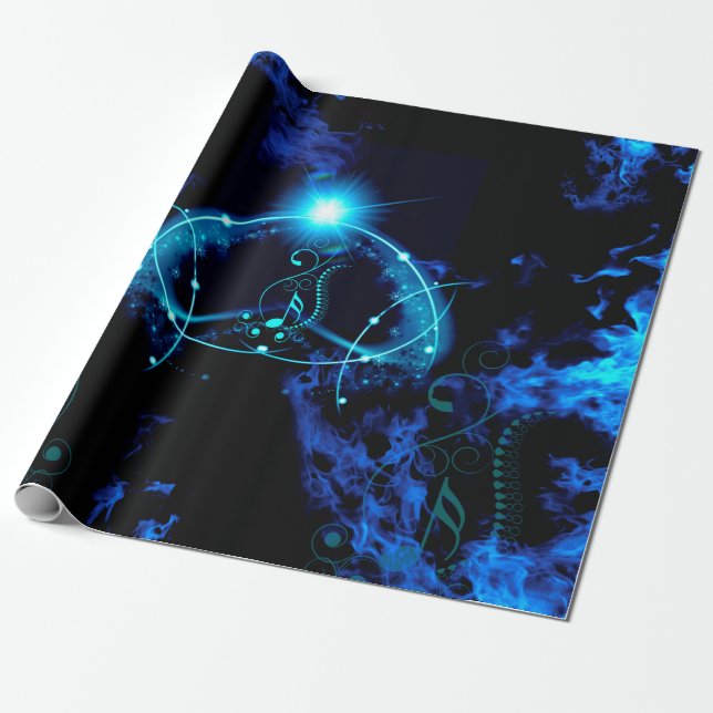 Clef with awesome light effects wrapping paper (Unrolled)
