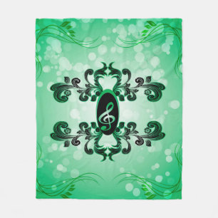 Clef with green background fleece blanket