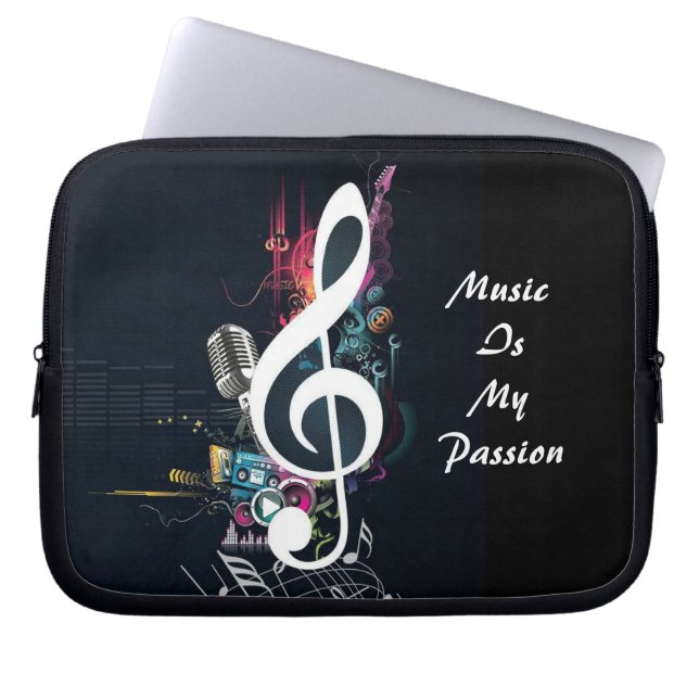 Cleft Note and Microphone Abstract Laptop Sleeve (Front)