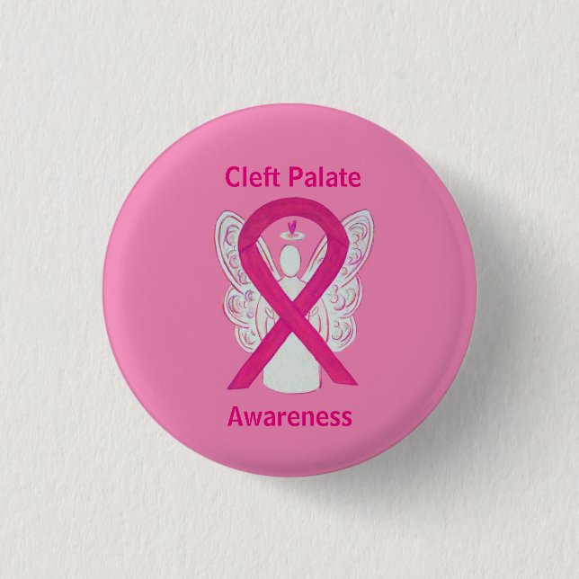 Cleft Palate Awareness Hot Pink Ribbon Angel Pin (Front)