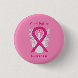 Cleft Palate Awareness Hot Pink Ribbon Angel Pin