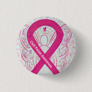 Cleft Palate Awareness Hot Pink Ribbon Angel Pins