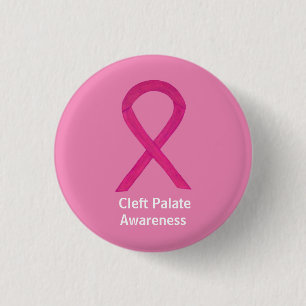 Cleft Palate Awareness Hot Pink Ribbon Button Pin