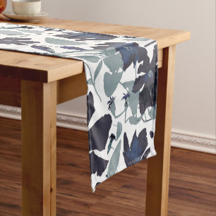 Clematis Blue Grey Floral Pattern Home Decor Short Table Runner