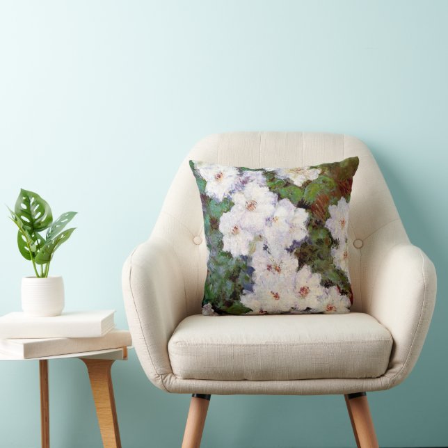 Clematis by Claude Monet Throw Pillow (Chair)