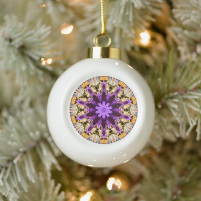 CLEMATIS CERAMIC BALL CHRISTMAS ORNAMENT (Tree)