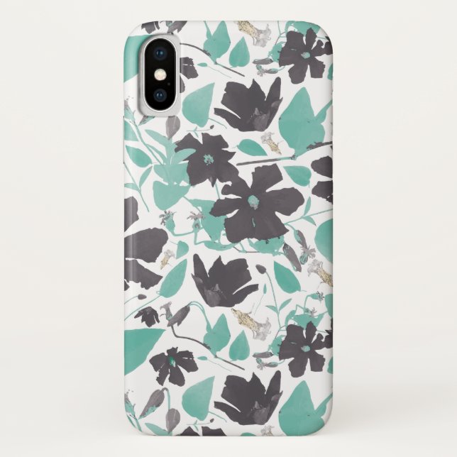 Clematis Chocolate Mint Coloured Floral Pattern Case-Mate iPhone Case (Back)