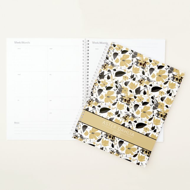Clematis Fleurs Jaunes Personnalisées (Clematis Yellow Flowers Personalized Planner from Studio Posies. )