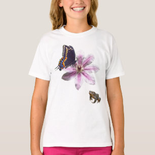 Clematis flower and black swallowtail butterfly T-Shirt