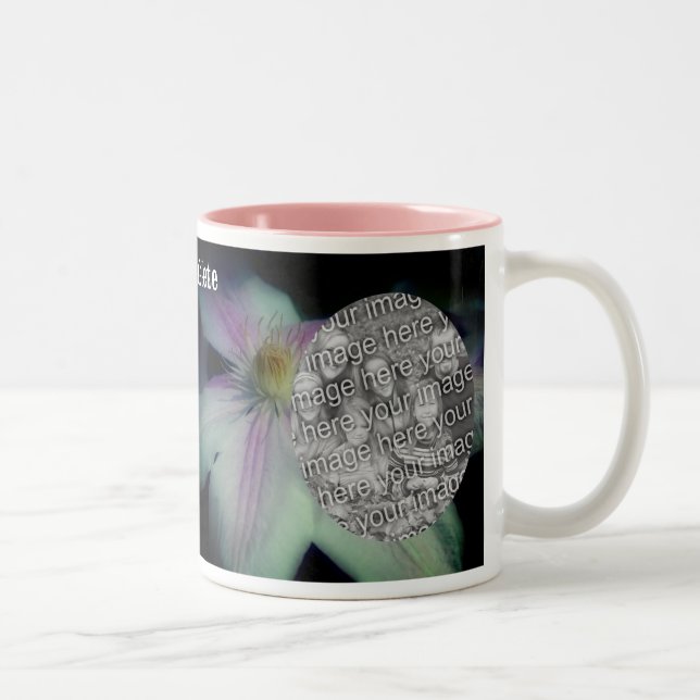 Clematis Flower Petals Frame Create Your Own Photo Two-Tone Coffee Mug (Right)