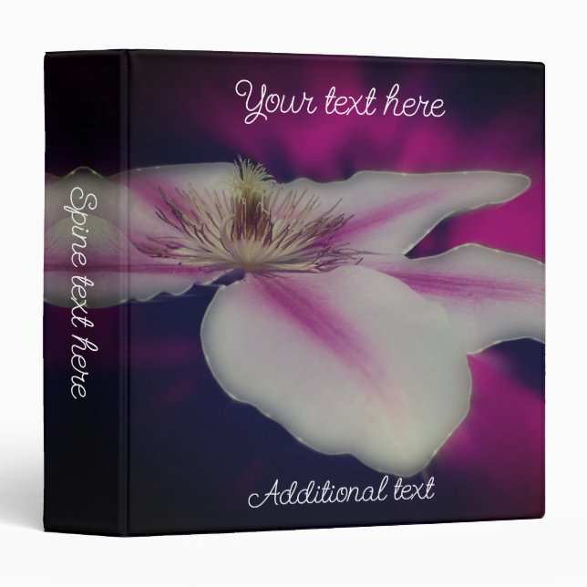 Clematis In Pink Flower Petal Personalized Binder (Front/Spine)