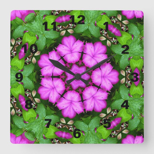 Clematis Kaleidoscope Square Wall Clock (Front)
