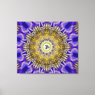 Clematis Om Mandala Stretched Canvas Print