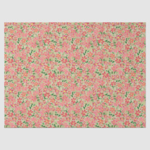 Clematis Pink, Red, Orange Floral Pattern on Taupe Tissue Paper