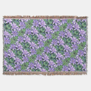 Clematis Purple Throw Blanket