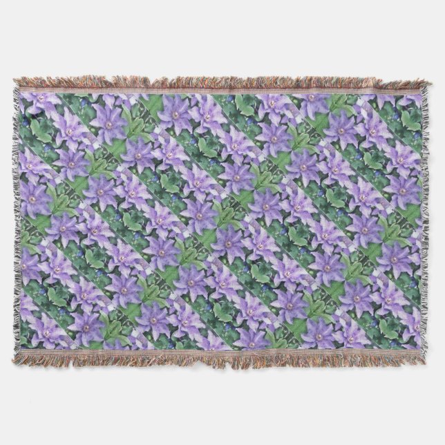 Clematis Purple Throw Blanket (Front)