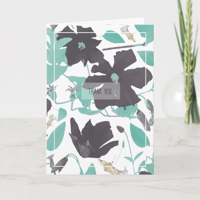 Clematis Turquoise Gris Floral Carte (Devant)