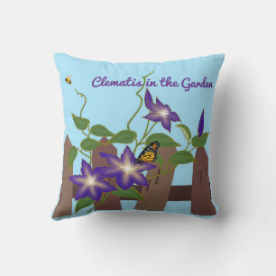 Clematis Vine in the Garden Throw Pillow
