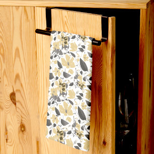 Clematis Yellow Gray Watercolor Flowers Kitchen Towel