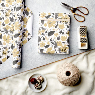 Clematis Yellow Watercolor Floral Wrapping Paper