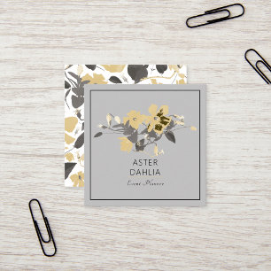 Clematis Yellow Watercolor Flowers Customizable Square Business Card