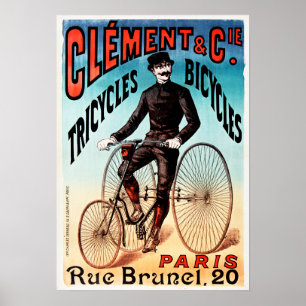 Clement & Co Paris Cycles Tricycles Bicycles Ad Poster