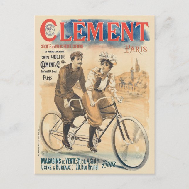 Clément Paris Vintage Poster 1895 Postcard (Front)
