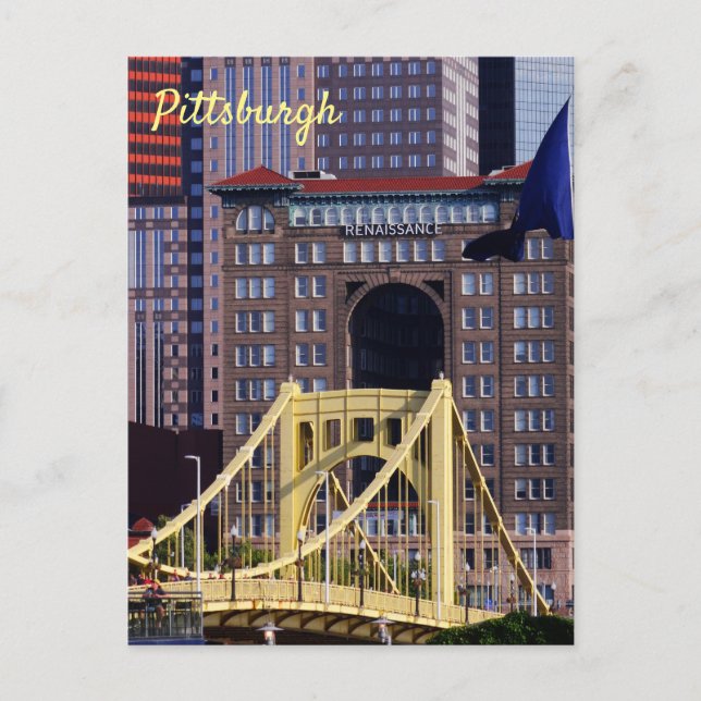 Clemente Bridge Pittsburgh Skyscrapers Summer Day Postcard (Front)