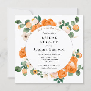 Clementine and Orange White Blossoms Bridal Shower Invitation