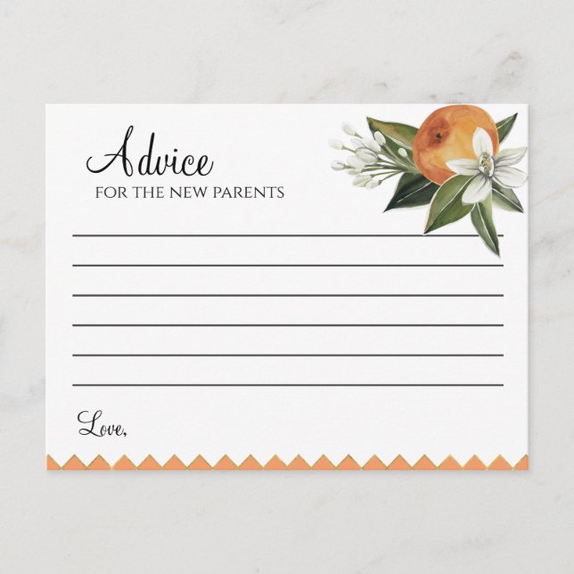Clementine Baby Shower Postcard (Front)