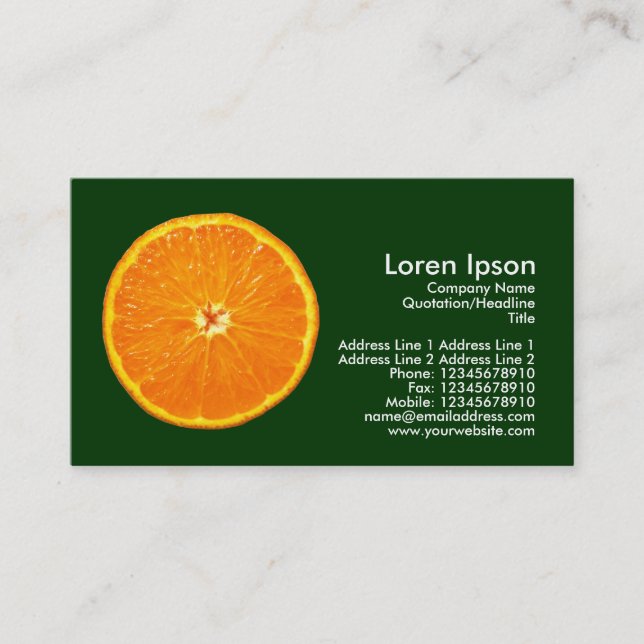 Clementine - Dark Green Business Card (Front)